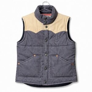 True Religion Carter Vest Jacket Logo two tone Corduroy Men's L western